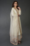 Ivory Resham Gota Patti and Pearl Beads Farshi Palazzo Suit