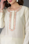Ivory Resham Gota Patti and Pearl Beads Farshi Palazzo Suit
