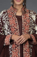 Mahogany Parsi Gara Embroidered Jacket Set