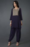 Eclipse Blue Sequin and Beads Embroidered Dhoti Pants Suit