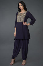 Eclipse Blue Sequin and Beads Embroidered Dhoti Pants Suit