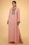 Peach Sequin and Beads Hand Embroidered Kaftan