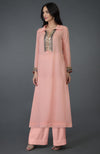 Peach Sequin and Beads Embroidered Long Tunic Kurta