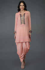 Peach Sequin And Beads Embroidered Dhoti Pants Suit