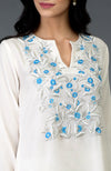 Ivory Resham Beads and Crystal Embroidered Long Tunic Kurta
