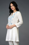 Ivory Resham Beads and Crystal Embroidered Tunic Top