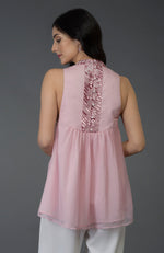 Pressed Rose Sequin and Beads Embroidered Tunic Top