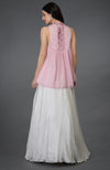 Pressed Rose Sequin And Beads Embroidered Top with Skirt