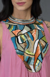 Carnation Pink Sequin and Beads Embroidered Tunic Top