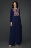 Eclipse Blue Resham Sequin & Beads Work Long Tunic Kurta