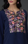 Eclipse Blue Resham Sequin & Beads Embroidered Kurta Set