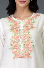 Ivory Resham Floral Sequin & Beads Embroidered Kurta Set