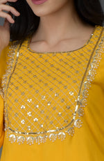 Sunglow Yellow Gota Sequin & Pearl Beads Long Tunic Kurta