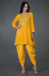 Sunglow Yellow Gota Sequin & Pearl Beads Dhoti Pants Suit