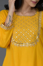 Sunglow Yellow Gota Sequin & Pearl Beads Tunic Top