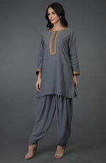 Grey Marori And Sequin Embroidered Dhoti Pants Suit
