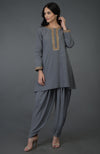 Grey Marori And Sequin Embroidered Dhoti Pants Suit