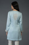 Serenity Blue Kashmiri Tilla Embroidered Tunic Top