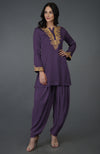 Mulled Grape Kashmiri Tilla Embroidered Dhoti Pants Suit
