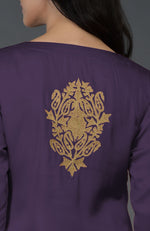 Mulled Grape Kashmiri Tilla Embroidered Kurta Set