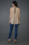 Beige Kani Art Embroidered Tunic Top