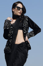 Fade To Black Beads & Sequin Hand Embroidered Jacket