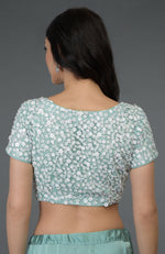 Aqua 3D Floral Hand Embroidered Blouse
