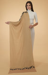 Camel Beige Floral Hand Embroidered Pure Cashmere Stole