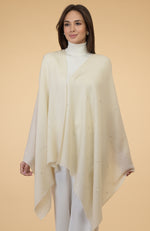 Ivory Beads & Crystal Hand Embroidered Pure Cashmere Stole