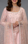 Pink-Silver Zari Beads & Sequin Embroidered Gharara Suit