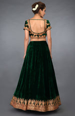 Emerald Green Kashmiri Tilla Embroidered Lehenga Outfit