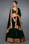 Emerald Green Kashmiri Tilla Embroidered Lehenga Outfit