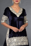 Midnight Blue Kashmiri Tilla Embroidered Lehenga Outfit