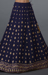 Eclipse Blue Zardozi & Crystal Hand Embroidered Skirt With Blouse