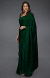 Emerald Green Satin Silk Saree with Kashmiri Tilla Work Blouse