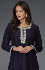 Eclipse Blue- Silver Zari Beads & Sequin Embroidered Suit