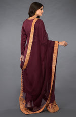 Burgundy Kashmiri Tilla Embroidered Salwar Pants Suit