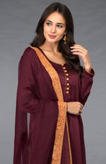 Burgundy Kashmiri Tilla Embroidered Salwar Pants Suit