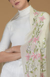Ivory Beads & Sequin Hand Embroidered Pure Cashmere Stole