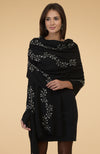 Black Beads & Sequin Hand Embroidered Pure Cashmere Stole
