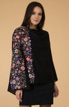 Black- Multicolour Floral Embroidered Pure Cashmere Stole