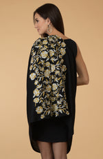 Black Floral Gold & Silver Embroidered Pure Cashmere Stole