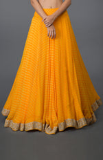 Yellow Leheriya Tilla Embroidered Lehenga Set
