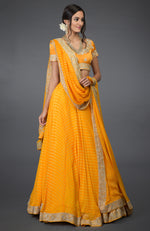 Yellow Leheriya Tilla Embroidered Lehenga Set