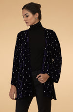 Eclipse Blue Crystal Hand Embroidered Silk Velvet Jacket