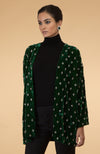 Emerald Green Crystal Hand Embroidered Silk Velvet Jacket