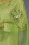 Pista Green Floral Embroidered Dupatta