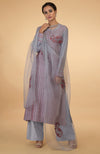 Grey Paisley Embroidered Dupatta