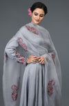 Grey Paisley Embroidered Anarkali Suit with Dupatta