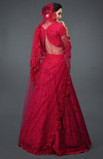 Red Floral Resham Sequin & Beads Embroidered Lehenga Outfit